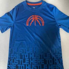 Boys Athletic Performance Wear Short Sleeve Blue T Shirt Size Medium