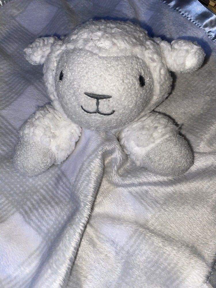 Cloud Island Gray Lamb Lovey with Satin Trim Security Blanket EUC