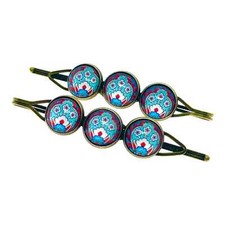 Frilly Flower Hair Pin Pair, Bronze Fancy Bobby Pins, Barrette, Clips, Accessory