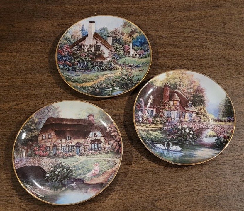 Lot of 3 Franklin Mint Collection Porcelain Plates - Violet