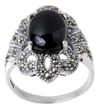 Beautiful Gift BLACK ONYX with 925 STERLING SILVER RING SIZE 7  UP