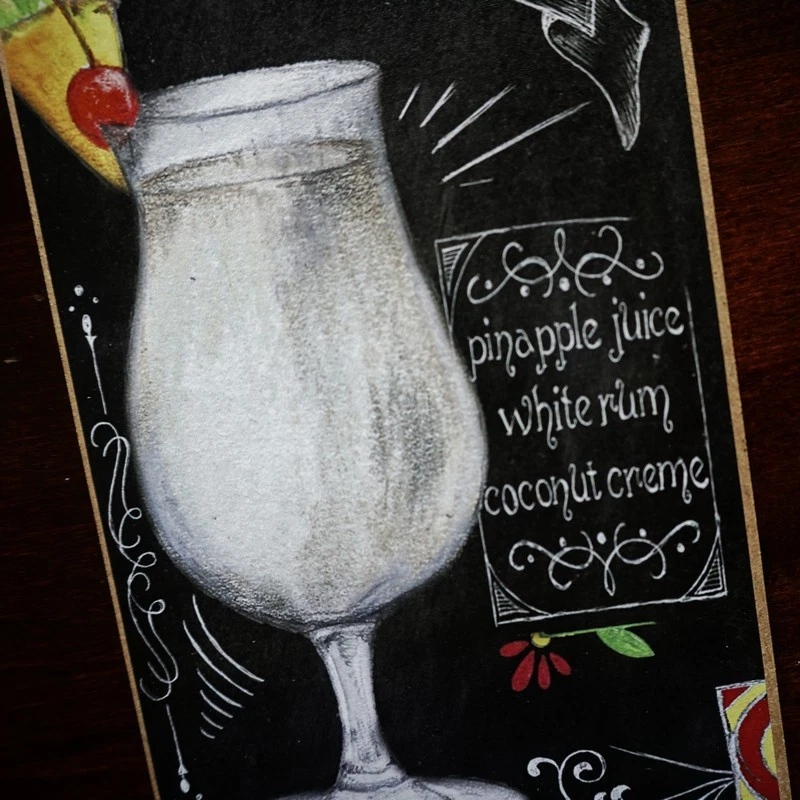 Letrero de bar de playa Tiki receta piña colada - piña bebida tropical decoración de cocina Foto 3 de 3