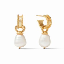 Julie Vos Marbella Gold Pearl Hoop & Charm Ea...