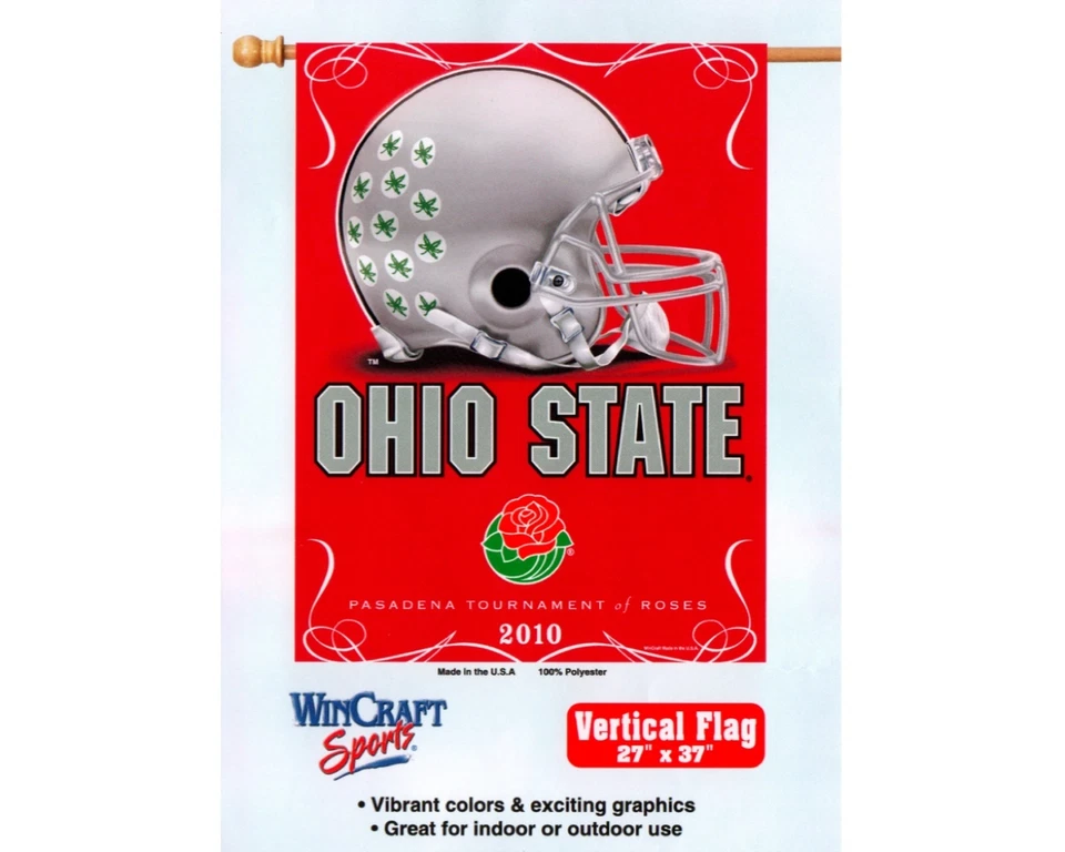 OHIO STATE BUCKEYES 2010 ROSE BOWL BANDERA VERTICAL / PANCARTA 27" X 37" Foto 2 de 2