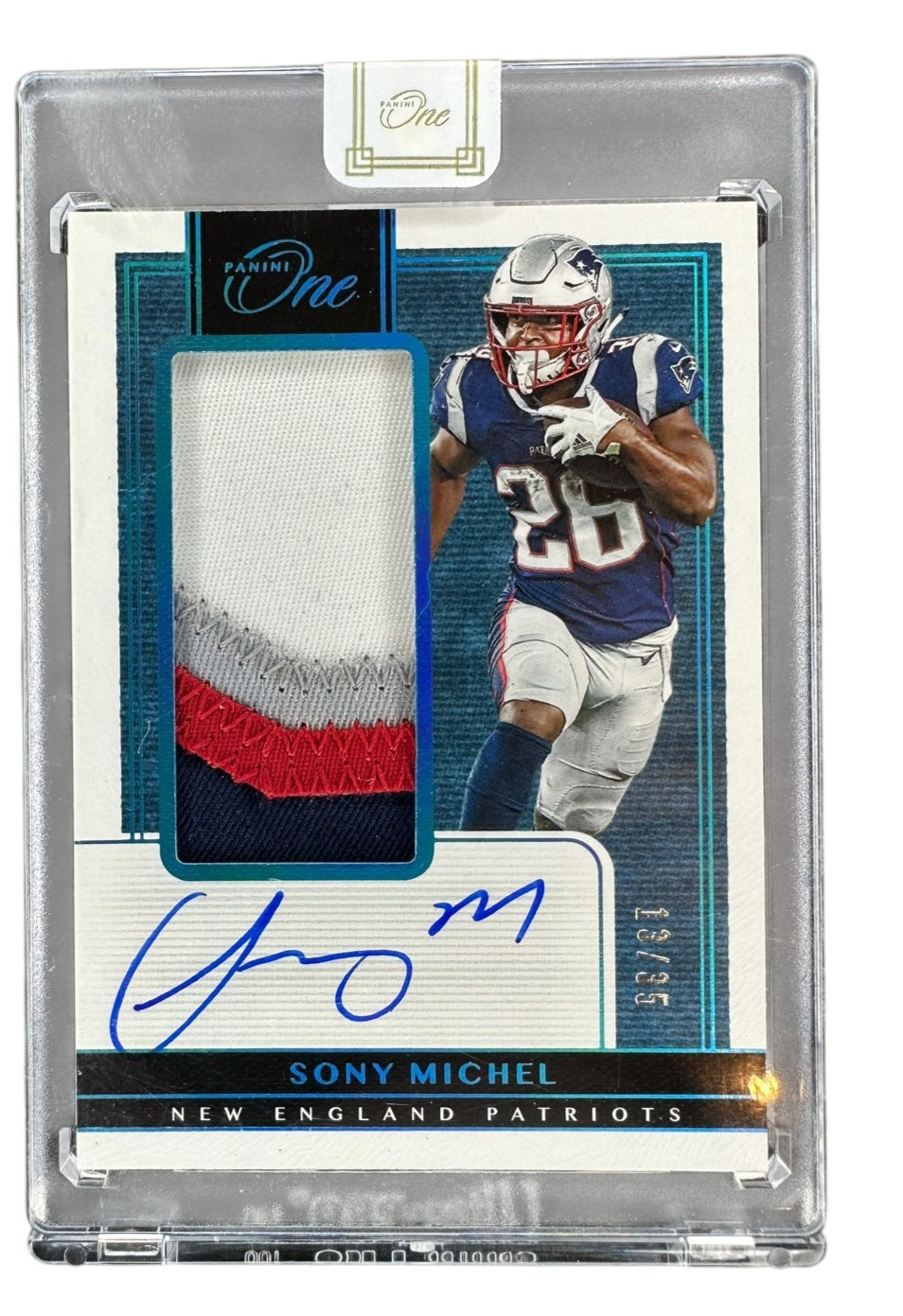 2019 Panini One Sony Michel 4 Patch ON Card Auto /50 Patriots Georgia Bulldogs