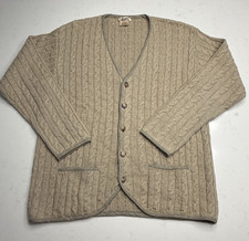 Vintage Herm s Paris Men s Cable Knit Cardigan Sweater Jacket L Wool Silk Linen