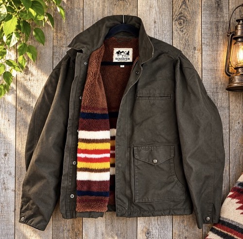 VTG Schaefer Outfitter Mens Canvas Ranch Wear Jacket Large Brown Blanket Lined