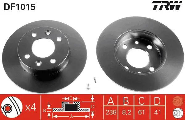 TRW DF1015 Disco freno pieno, con bulloni/viti - Immagine 2