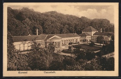 Cannstatt, Kursaal with monument, postcard 1919 