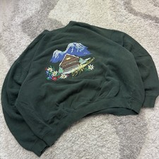 Vtg United Colors of Benetton Sweatshirt Crewneck Moutains Size XL Made In Italy