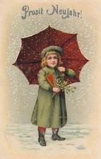 Hoffmann's Stärke AK 1911 Mädchen mit Schirm Neujahr Künstler Reklame 2603219