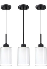 3 Pack 1 Light Indoor Hanging Kitchen Island Pendant Light 4.75 Inch Clear Fr...