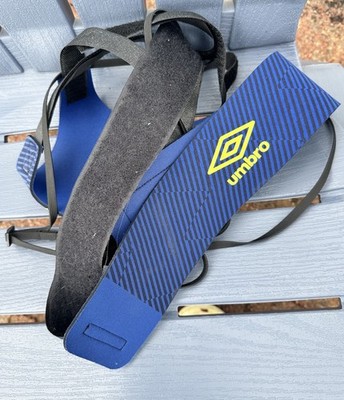 Umbro Adjustable Lightweight Padded Soccer Leg Guards Blue Protective 2 Straps