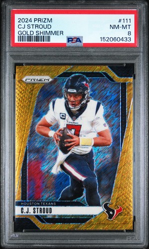 2024 PANINI PRIZM GOLD SHIMMER #111 CJ STROUD 2/10 PSA 8