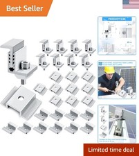 28-Piece Aluminum Solar Panel Clamp Set with Adjustable Mounting Brackets