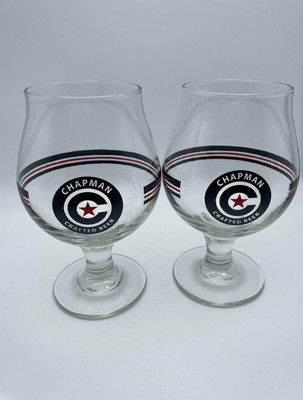 Champman Craft Beer Glasses 14oz Footed Orange California Souvenir Set of 2 B3