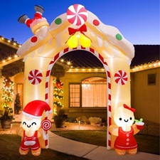 OurWarm 10FT Gingerbread Man Inflatable Archway with LED Lights, Christmas Ya...