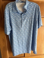 Vineyard Vines Performance GOLF Polo Shirt Blue Floral Short Sleeve Large L