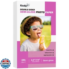 Koala Double Sided Semi-Gloss Photo Paper 8.5X14 Inch 100 Sheets 48LB for Ink