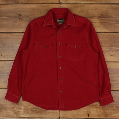 Eddie Bauer Chamois Flanell Hemd mit Knöpfen M Herren Baumwolle Outdoor rot