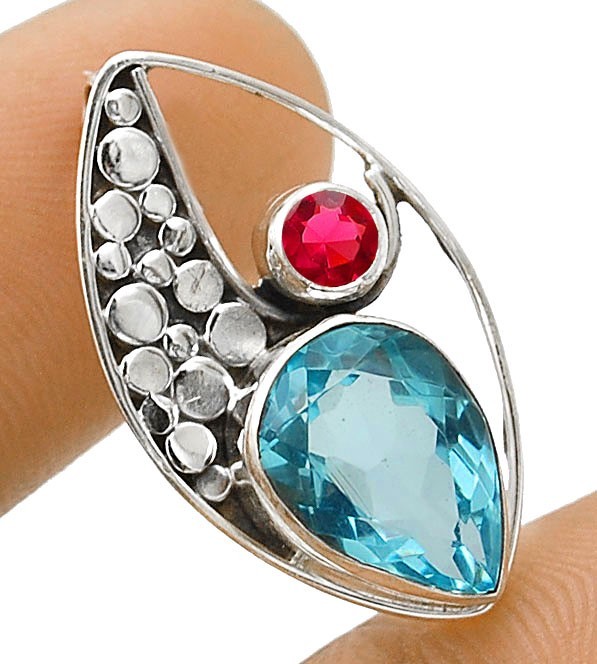 5CT Natural Flawless Blue Topaz 925 Sterling Silver Pendant @12-1