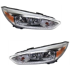 Left And Right Headlights For Ford Focus 2015-2018 Halogen W Bulbs Capa Chrome