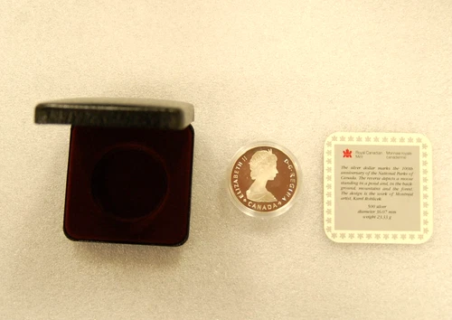 #B) 1985 Silver Proof Canadian Dollar "Moose" Original Box w/COA, Uncirculated