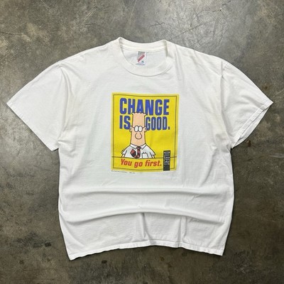Vintage 90s Single Stitch Dilbert Cartoon Change Is Good Humor Graphic Tee XL