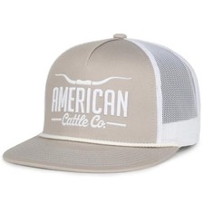 American Cattle Co. Longhorn Adjustable Snapback Western One Size, Grey/White