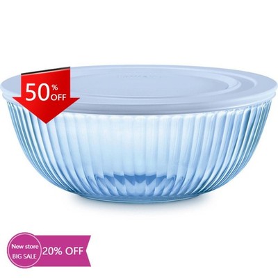 Pyrex Sculpted Tinted Lidded 4.5qt Mixing Bowl Blue