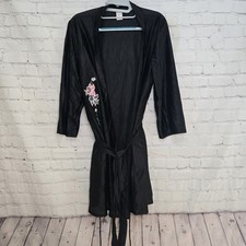 American Vintage 70s 80s Polyester Floral Satin Kimono Robe Lightweight Xl