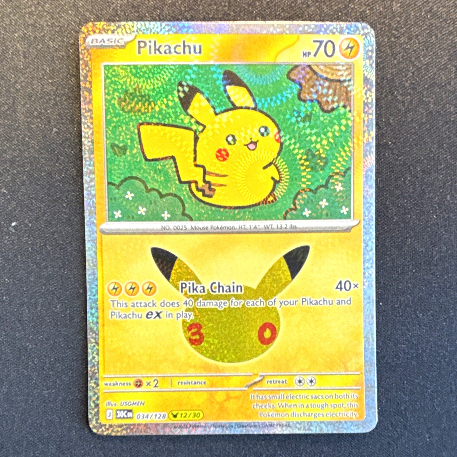 The Pokémon Company Pikachu 12/30 30th Celebration Holo 70HP
