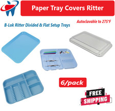 Dental Setup Flat B Tray Lid Cover, Divided B Ritter Trays B-Lok Tray, BLUE 6/Pk