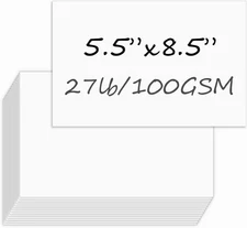 Half Letter Size Paper 5.5"x8.5 100gsm White 300 Sheets