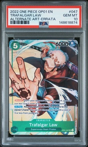 One Piece Trafalgar Law Alternate Art Erratata OP01-047 PSA 10 Gem Mint