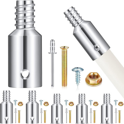 6 Pcs Threaded Tip Replacement, Broom Handle Threaded End, Pole Handle Replaceme
