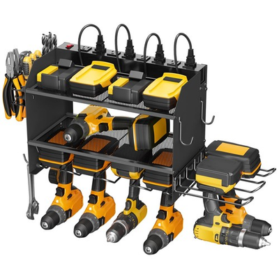 #ad Modular Power Tool Organizer Wall Mount Charging Station Black 6 Drills Hold... $87.91