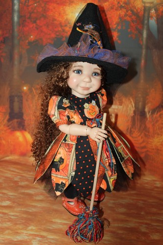My Meadow Moppets "PURRING CAT" Halloween/Broom Set for 15" Dolls Mae Tia & Aya!