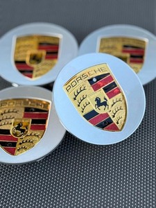 4 X Porsche Classic Hub Caps Silver 76mm ( 2.99 ") Fits Most OEM Porsche Wheels