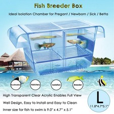 Fish Breeder Box Fish Hatchery Floating Fish Breeding Box with Removable Grat...