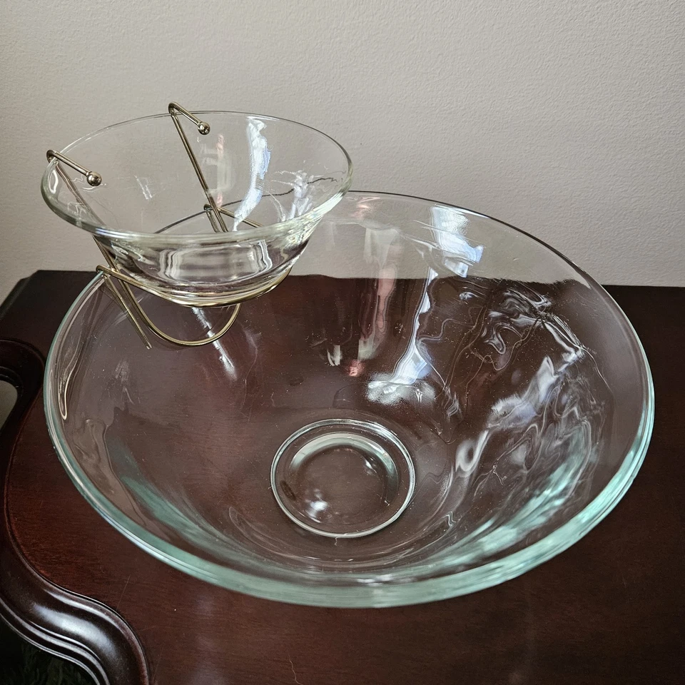 Juego de 3 piezas de cristal transparente vintage con soporte dorado para astillas y inmersiones Foto 4 de 4