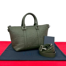 Christian Dior Gravity Weekender PM Shoulder Bag leather khaki 627-5