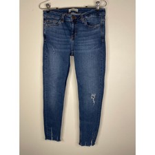 Zara Basic Z1975 Mid-Rise Raw Hem Denim Skinny Jeans Women's Size 6