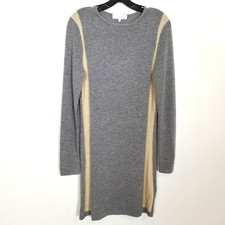 Elorie Women Cashmere Pullover Sweater Dress Sz M Gray Beige Soft Cozy