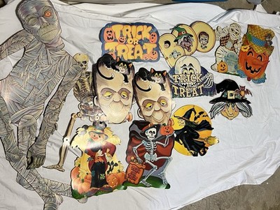 13 Vtg Halloween Die Cut Lot 1970s-1980s Eureka/Fun World/Unbranded Decor MUMMY