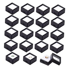 36 Pcs Black Gemstone Display Box Plastic 1.15x0.65" Black-1.15x1.15x0.65"