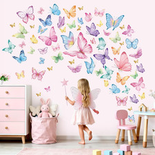 Watercolor Butterfly Wall Stickers Large Colorful Butterflies Peel and Stick Wal