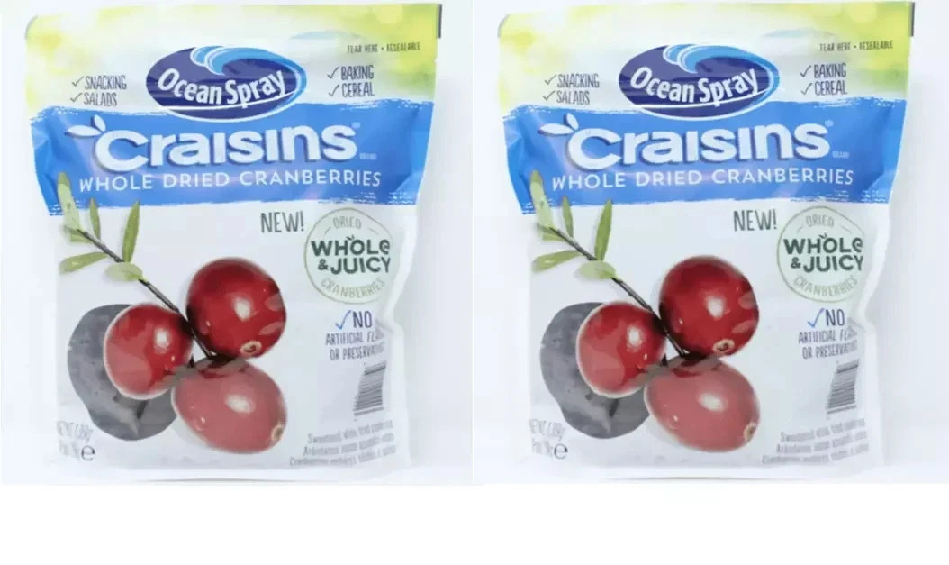 2 x Craisins Ocean Spray Dried Cranberries Original 1.36Kg Re-Sealable Bag