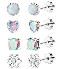 4Pairs Hypoallergenic Screw Back Earrings for Women 14k Gold Surgical Steel F...