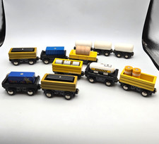 Wooden Train Cargo Car Tanker Lot x11 - works w Thomas Friends Railway, BRIO
